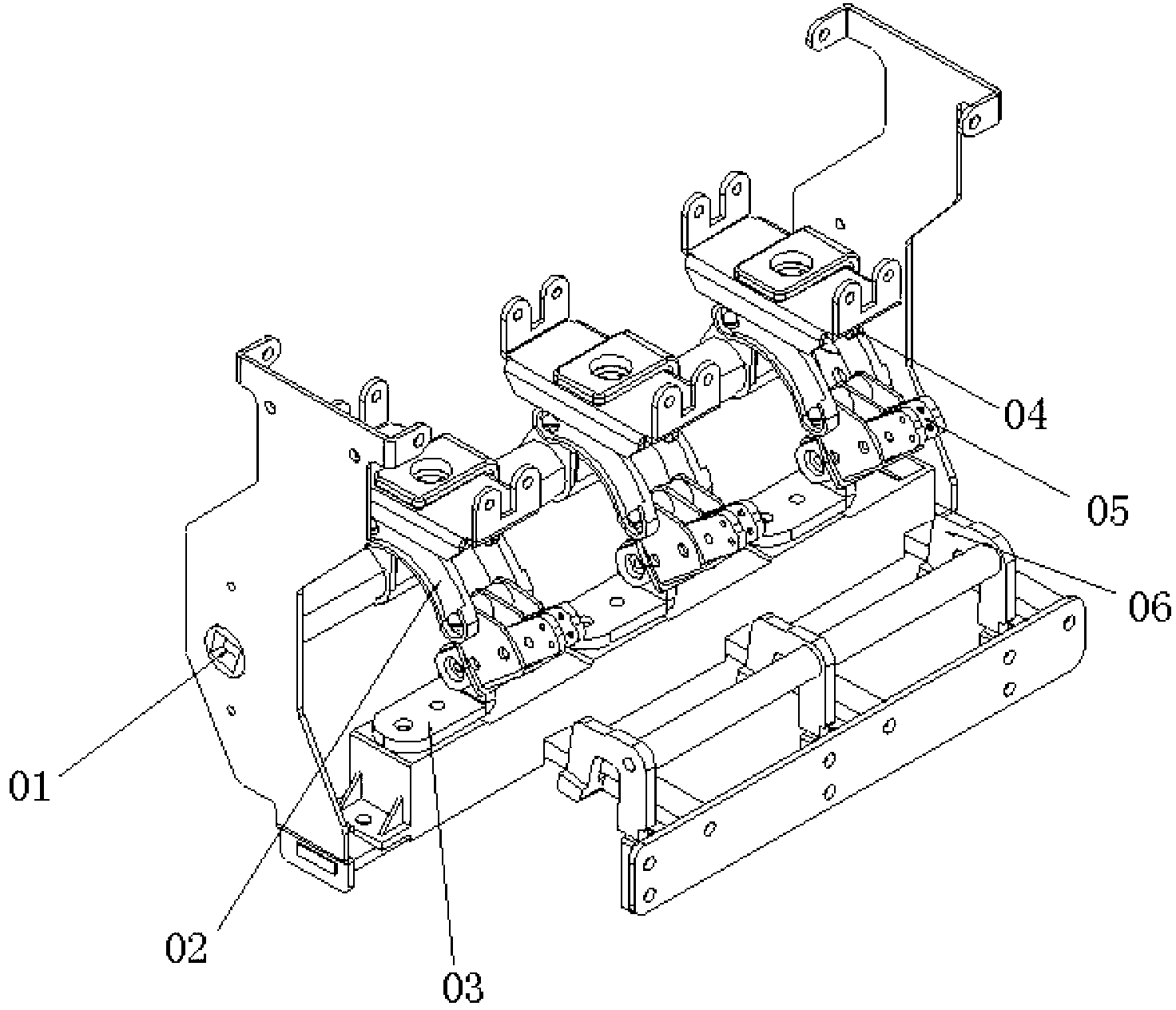 Large current three-position double-fracture disconnecting switch