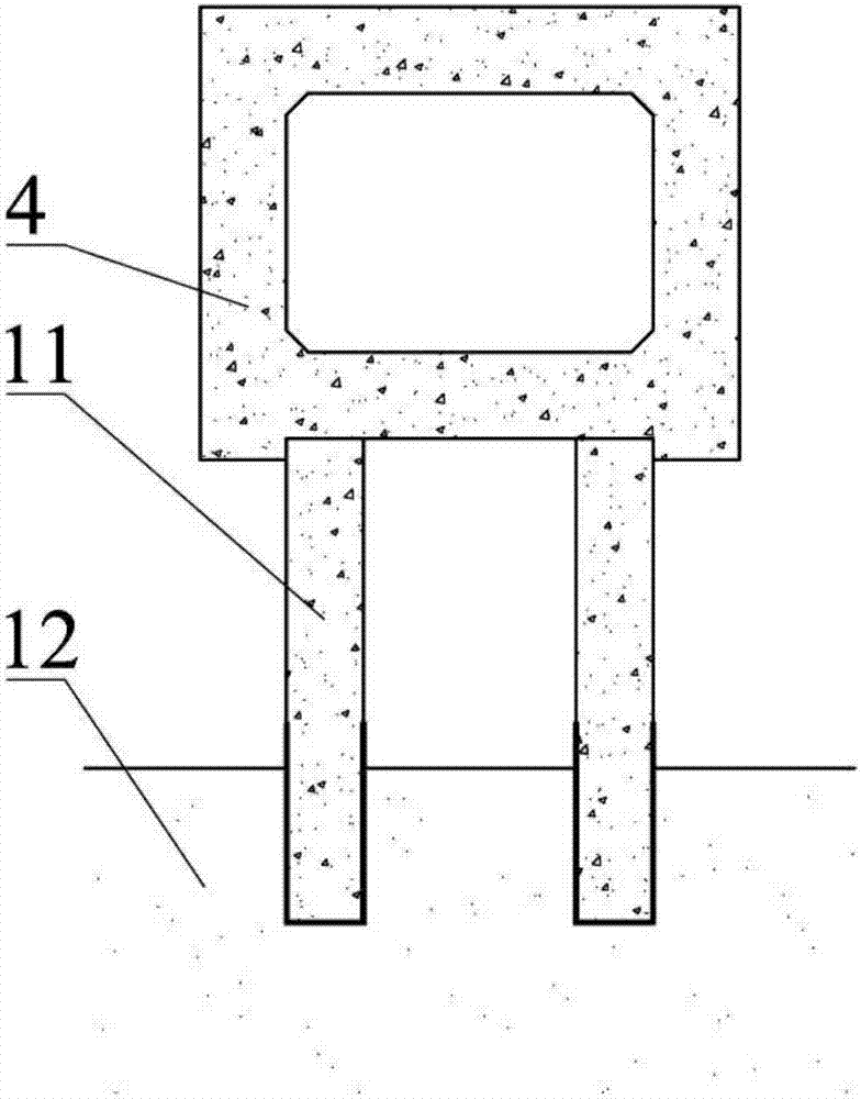 Box culvert type large-scale sea water intake structure, construction structure and construction method