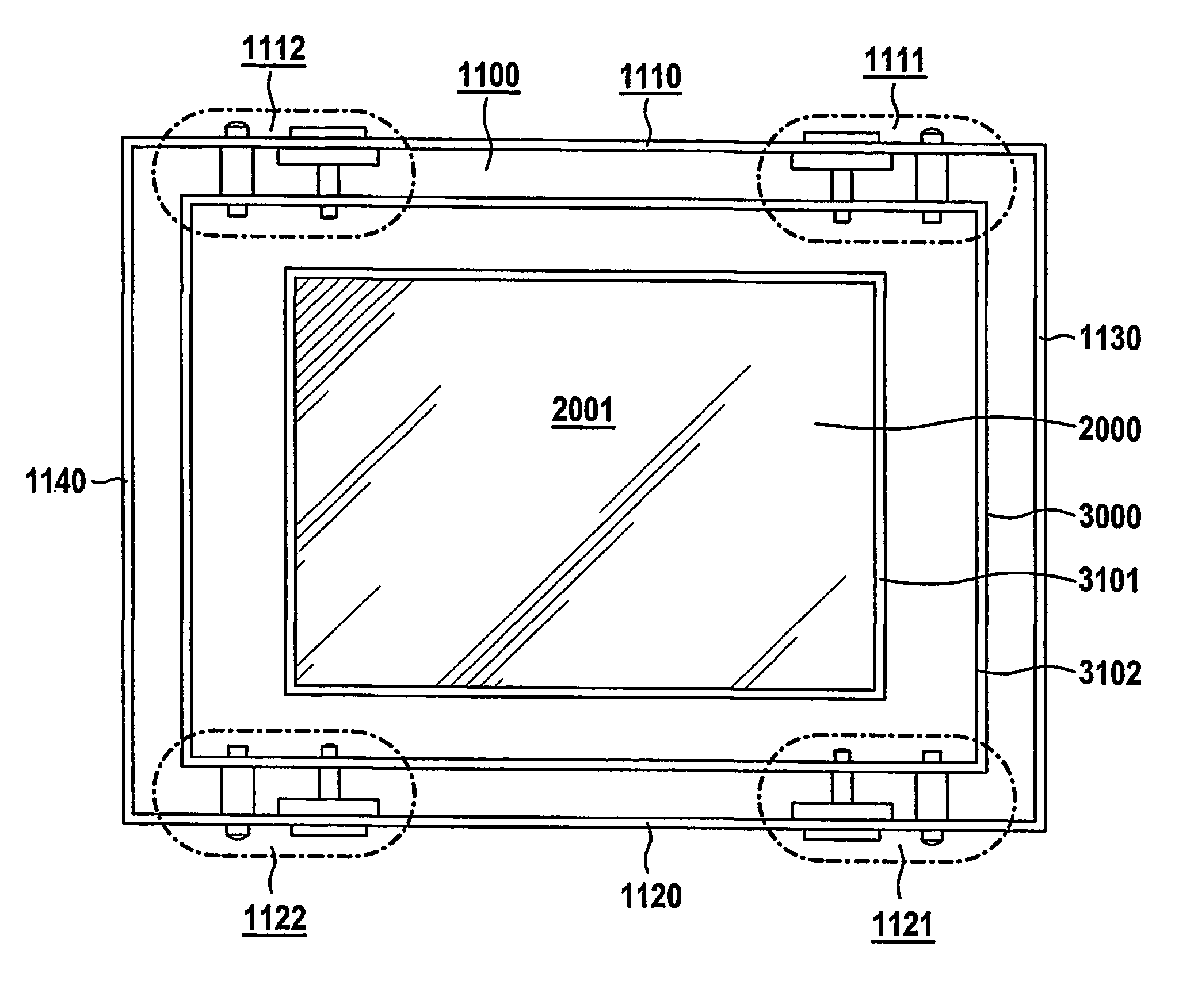 Retaining device for the floating mounting of a flat screen and electronic display device comprising a flat screen and a retaining device