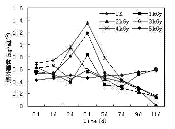 Method for degradation of microcystin in water by means of electron beam irradiation