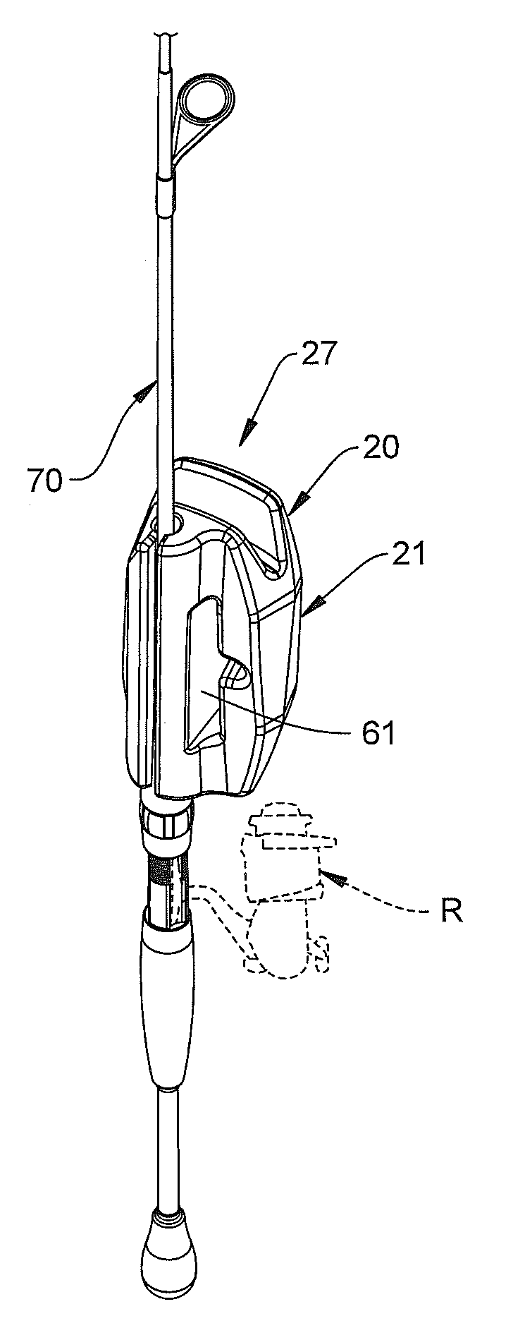 Holder for rigging attachment for use on a fishing rod or pole