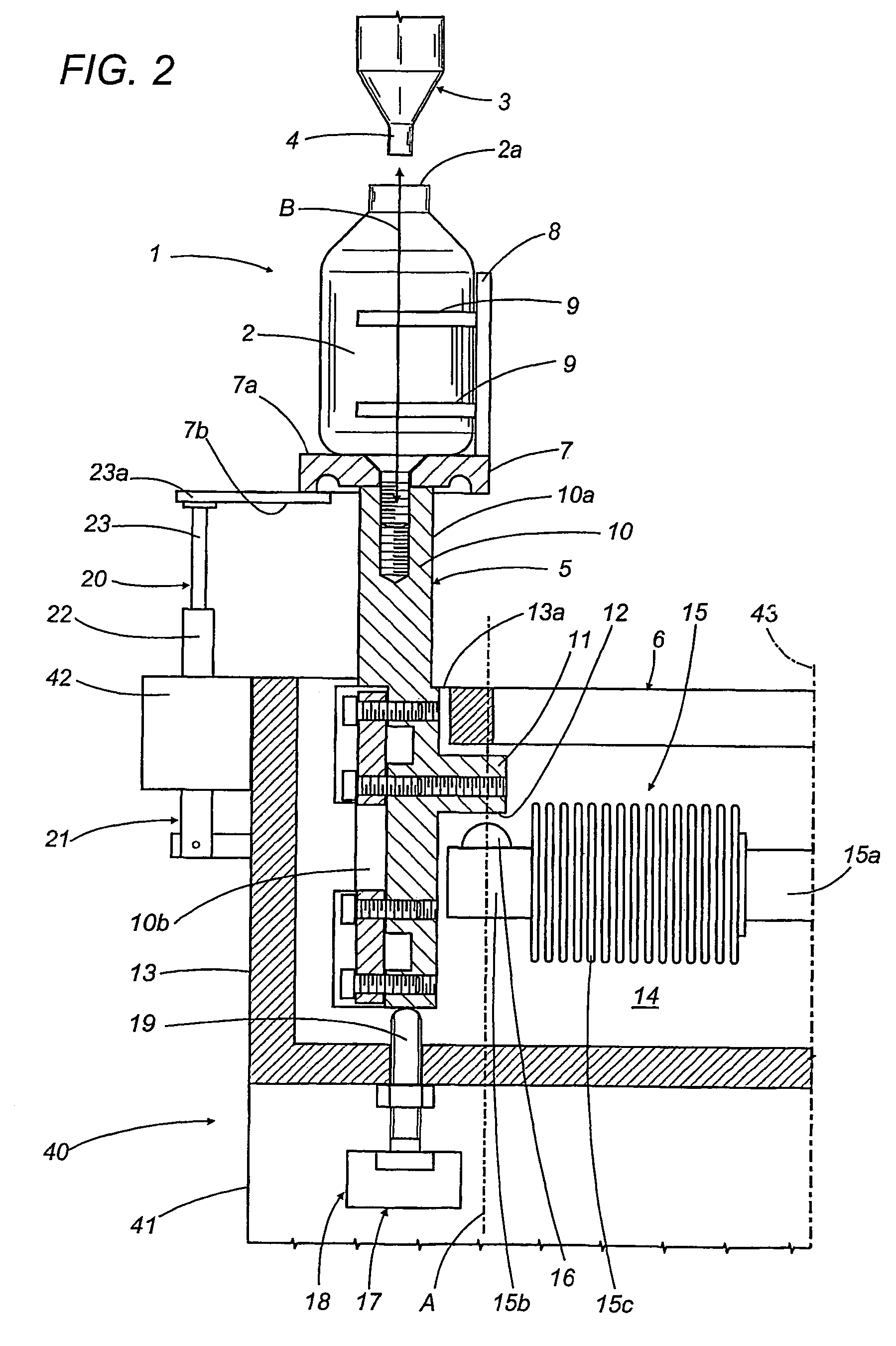 Head and a process for filling containers with powder material