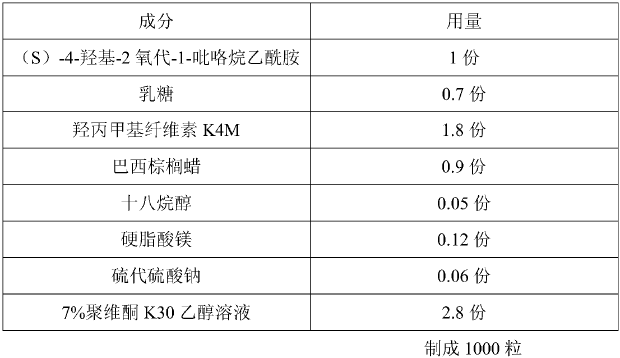 (S)-4-hydroxy-2oxo-1-pyrrolidine acetamide sustained-release capsule with good stability and preparation method of sustained-release capsule