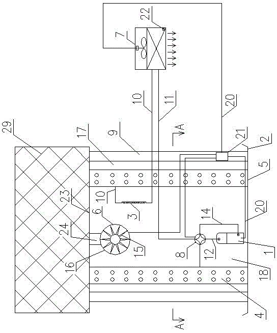 Four side return air side directional air supply air source heat pump system