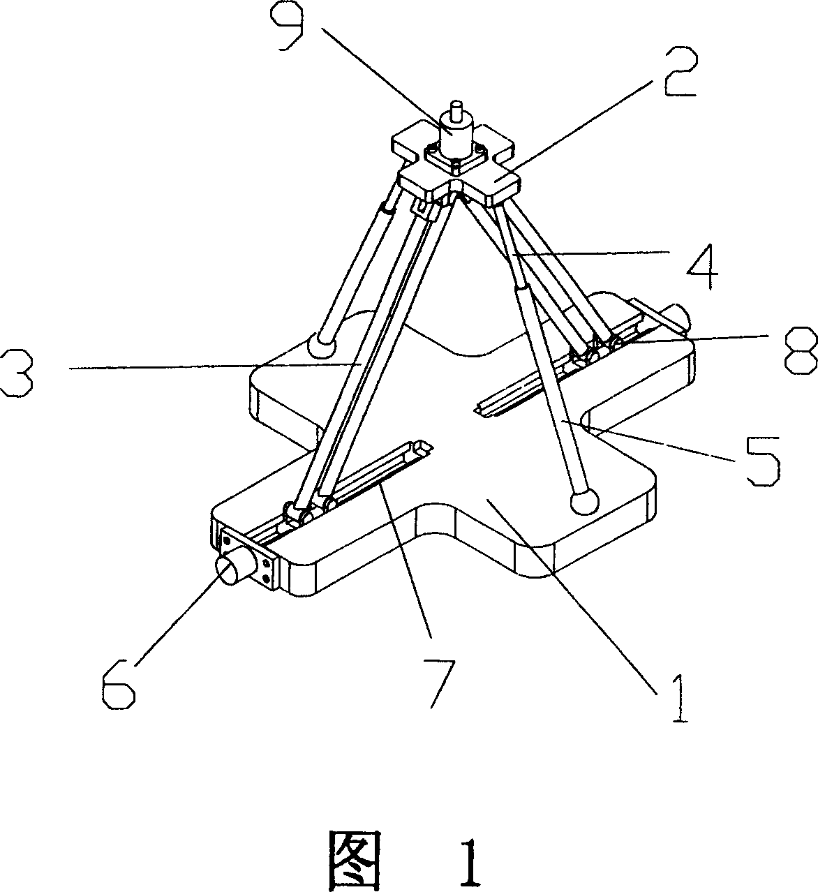 Two-freedom parallel-connecting mechanism with passive constrained branch