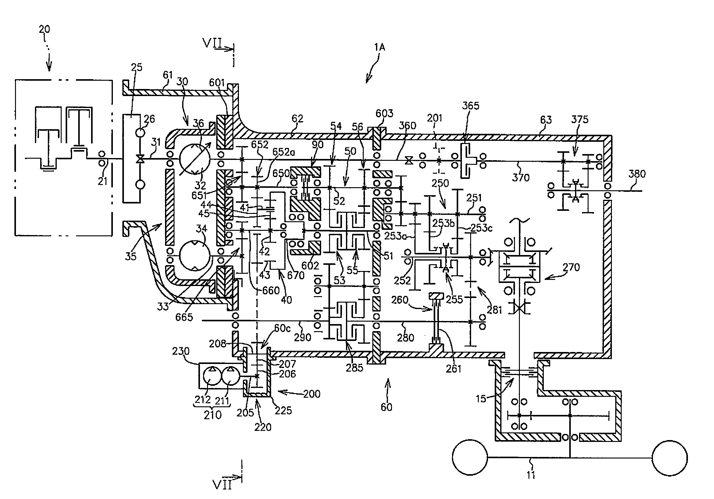 Traveling System Transmission Structure for Vehicle