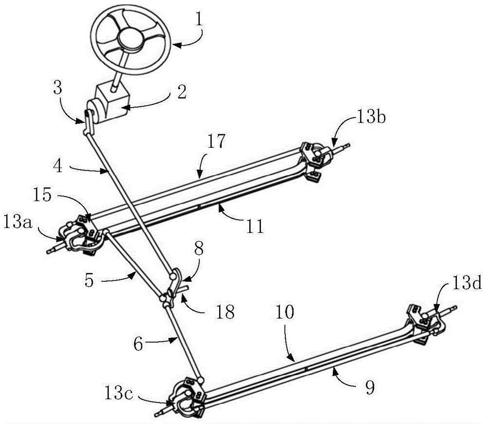 Automotive double-front-axle structure adopting non-independent oblique leaf spring suspensions