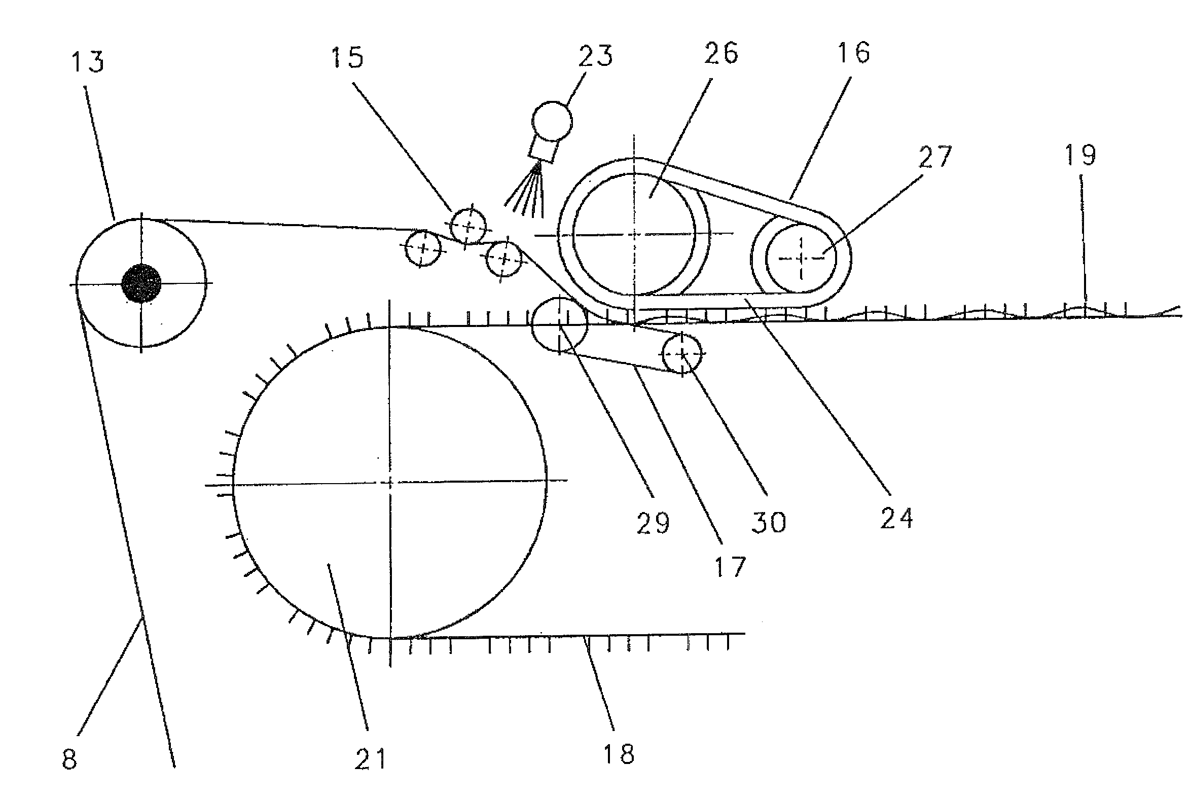 Method of edge glueing, and a tensioning aggregate with a device for edge glueing