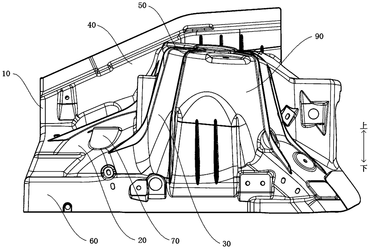 A shock absorber tower assembly of a vehicle and a vehicle having the same