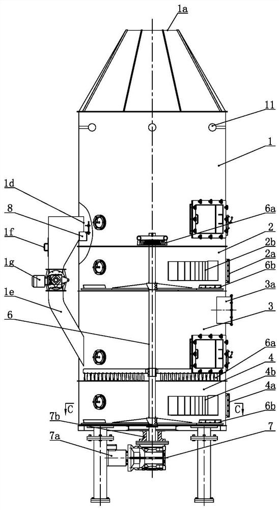 Multi-stage fluidization tower