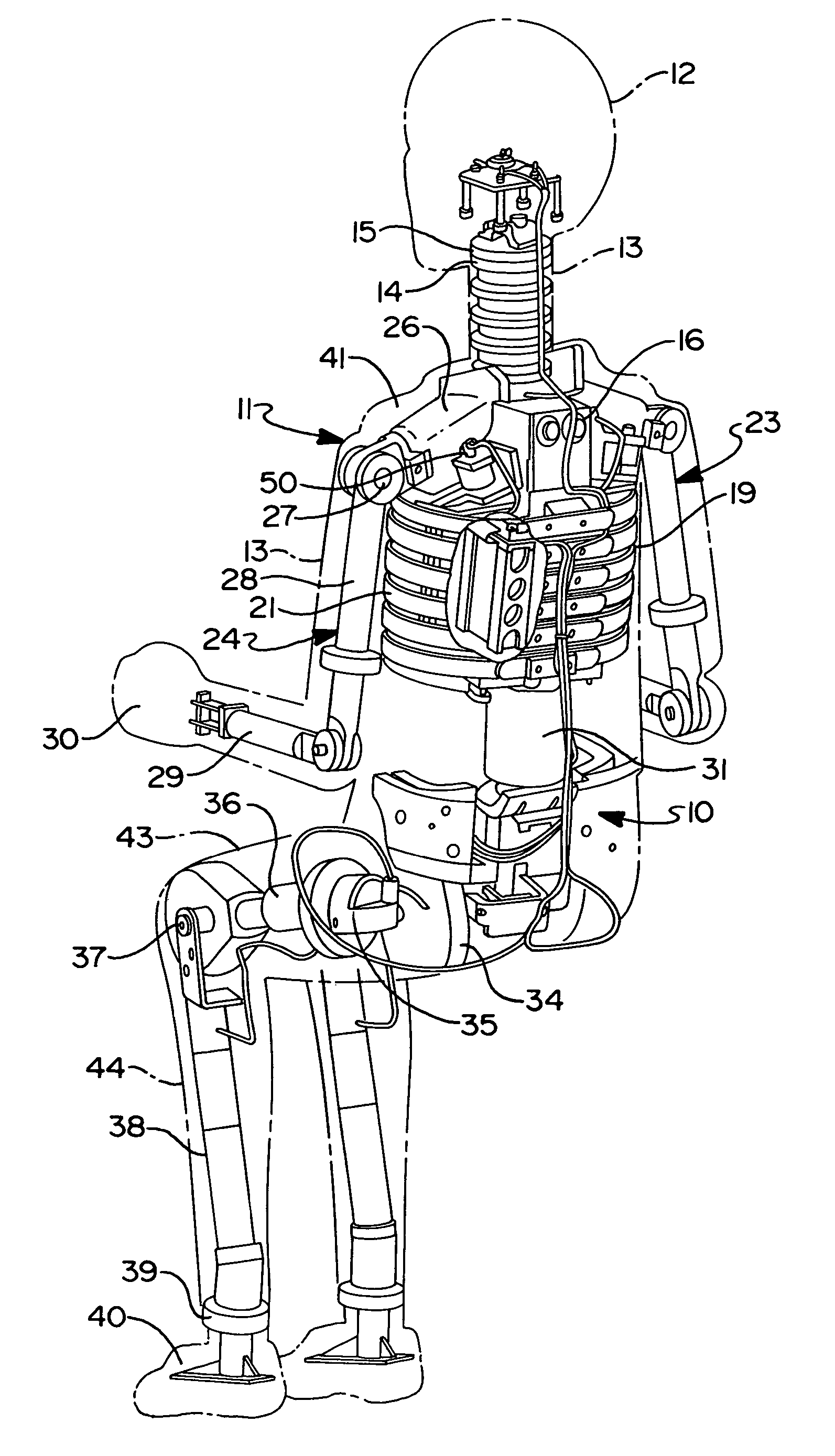 Flexible printed circuit cabling system for crash test dummy