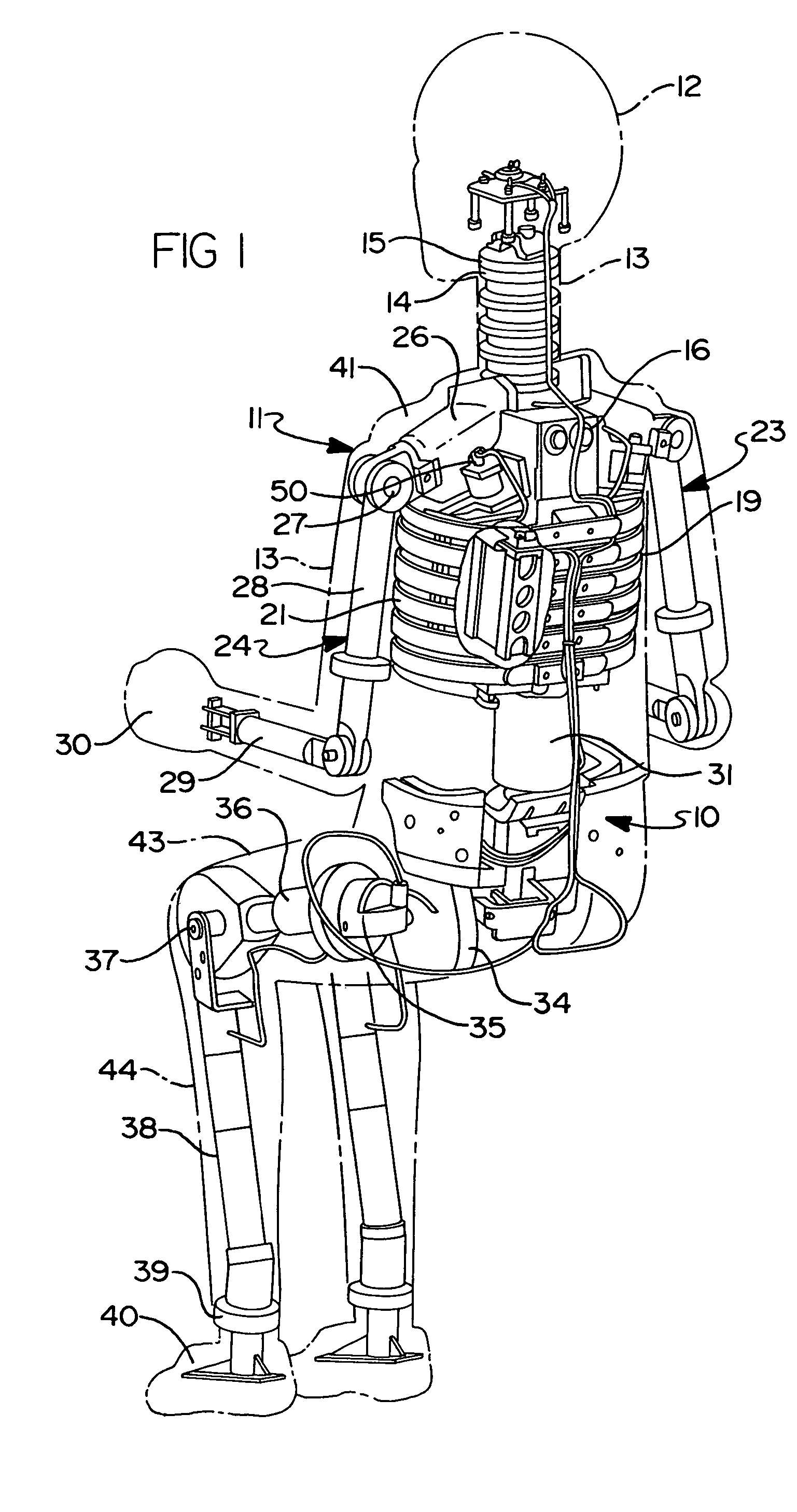Flexible printed circuit cabling system for crash test dummy