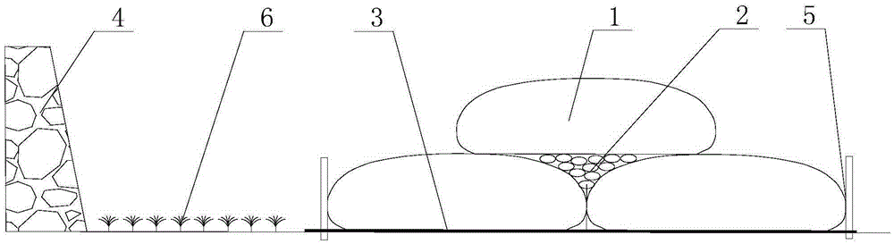 An ecological pipe bag submerged embankment and its filling method