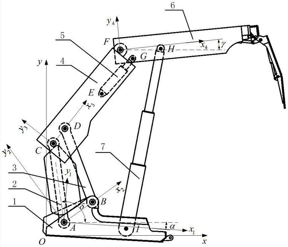 Hydraulic support working posture determining method based on space coordinate converting