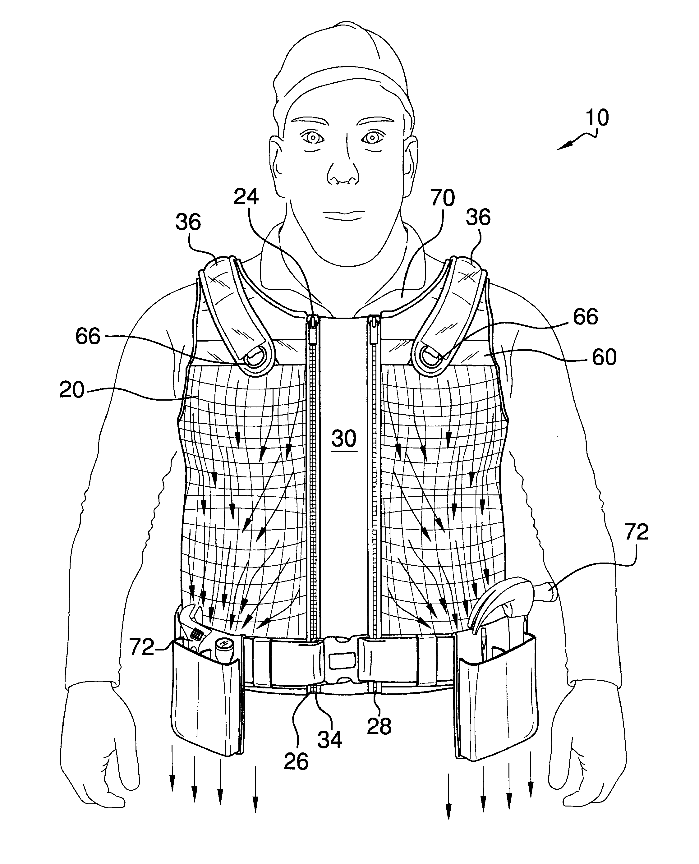 Ergonomic weight-distributing vest