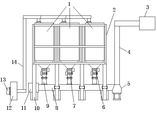 Dispensing device for cement production and feeding structure thereof