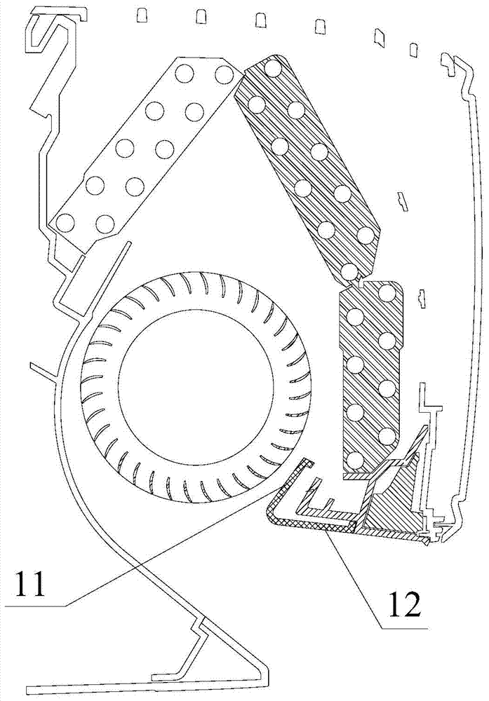 A volute tongue device and an air conditioner indoor unit including the volute tongue device