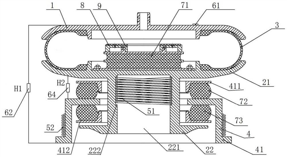 Electromagnetic suspension type air spring and railway vehicle