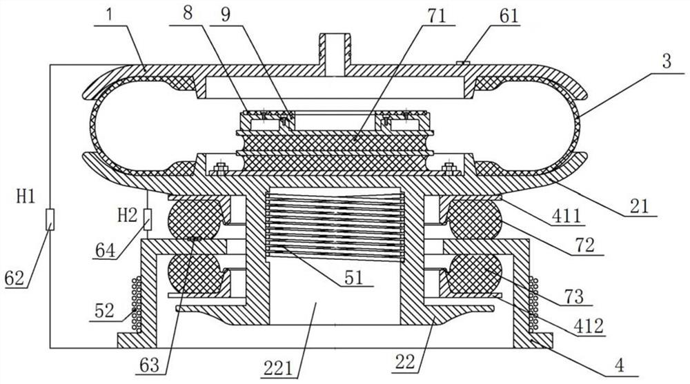 Electromagnetic suspension type air spring and railway vehicle