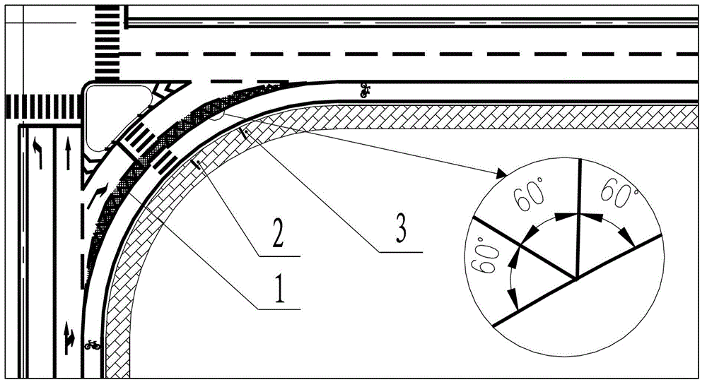 Safety warning method for widened area on inner side of small-radius curve of road
