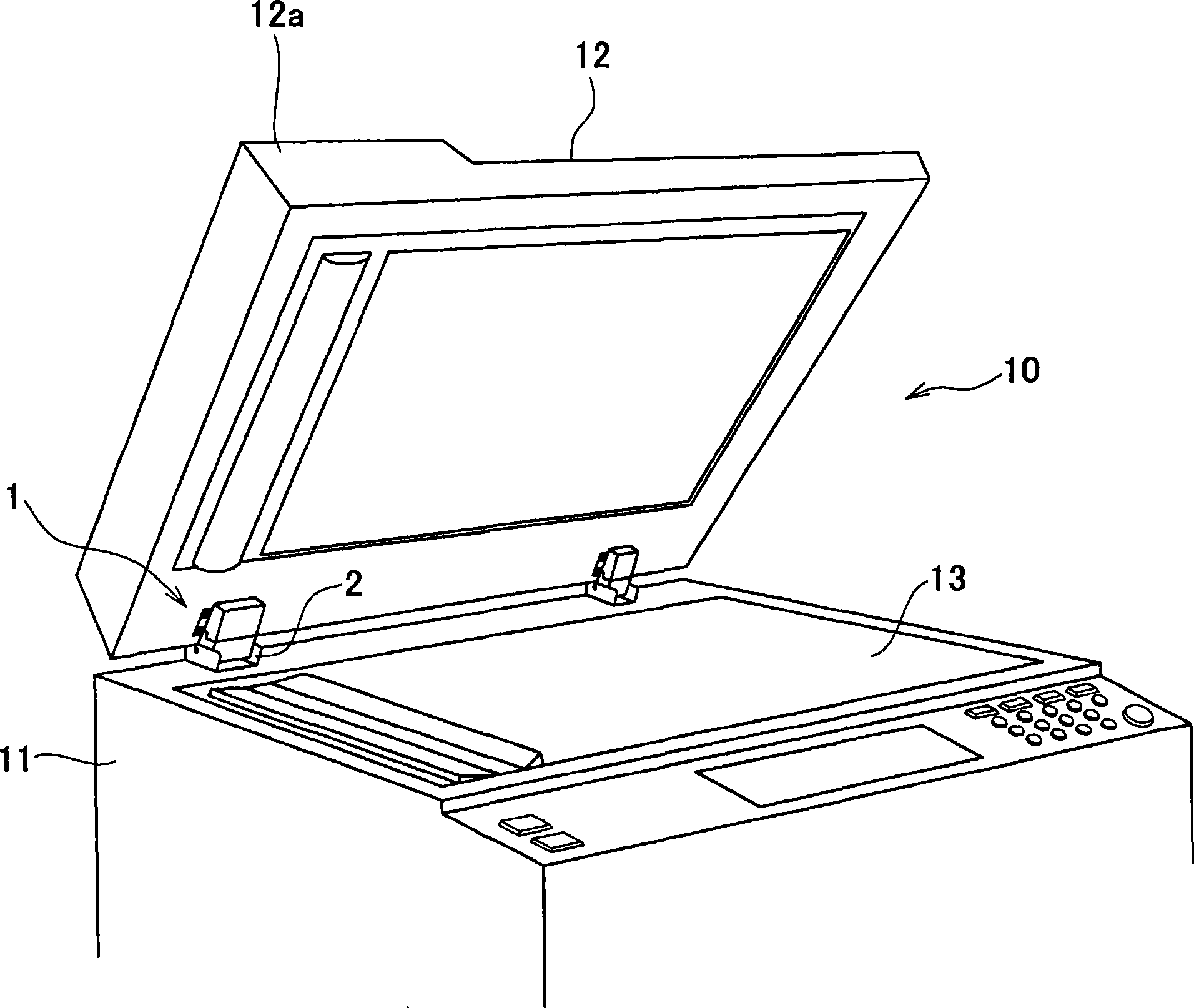 Manuscript pressure plate opening and closing device and office equipment with the same