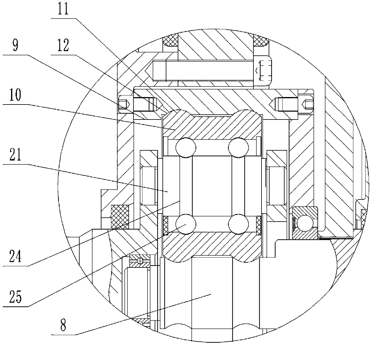 Multi-sub-motor coupling planet traction drive bearing type speed reduction driving system