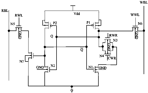 Single-end-operated subthreshold storage unit circuit