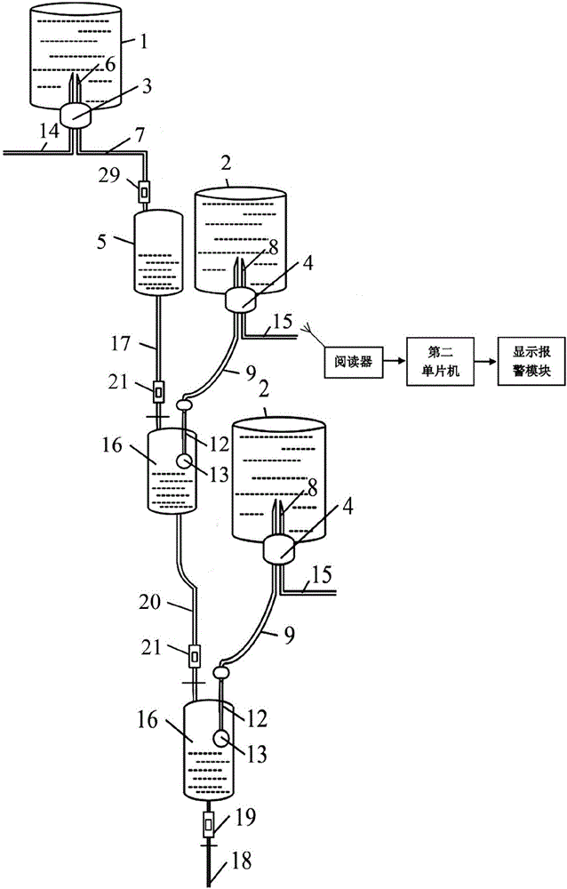 Infusion system achieving automatic bottle replacing