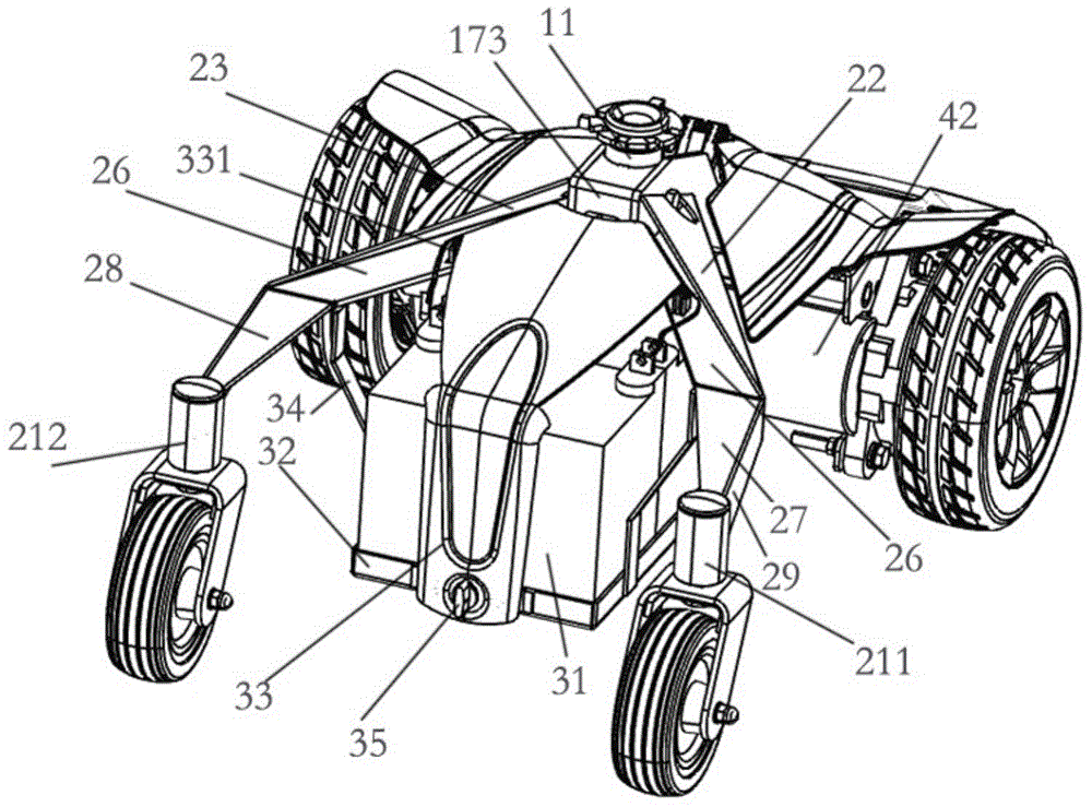 Rear wheel supporting frame structure of electric wheelchair