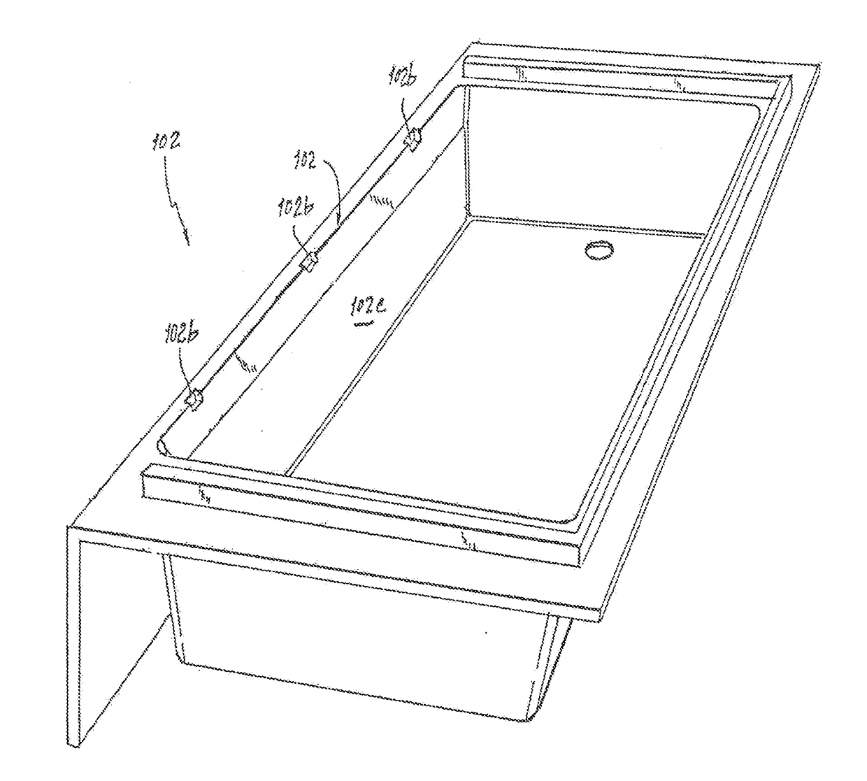 Bathtub fitting standard external space while affording safe egress and larger floor area with enclosed volume