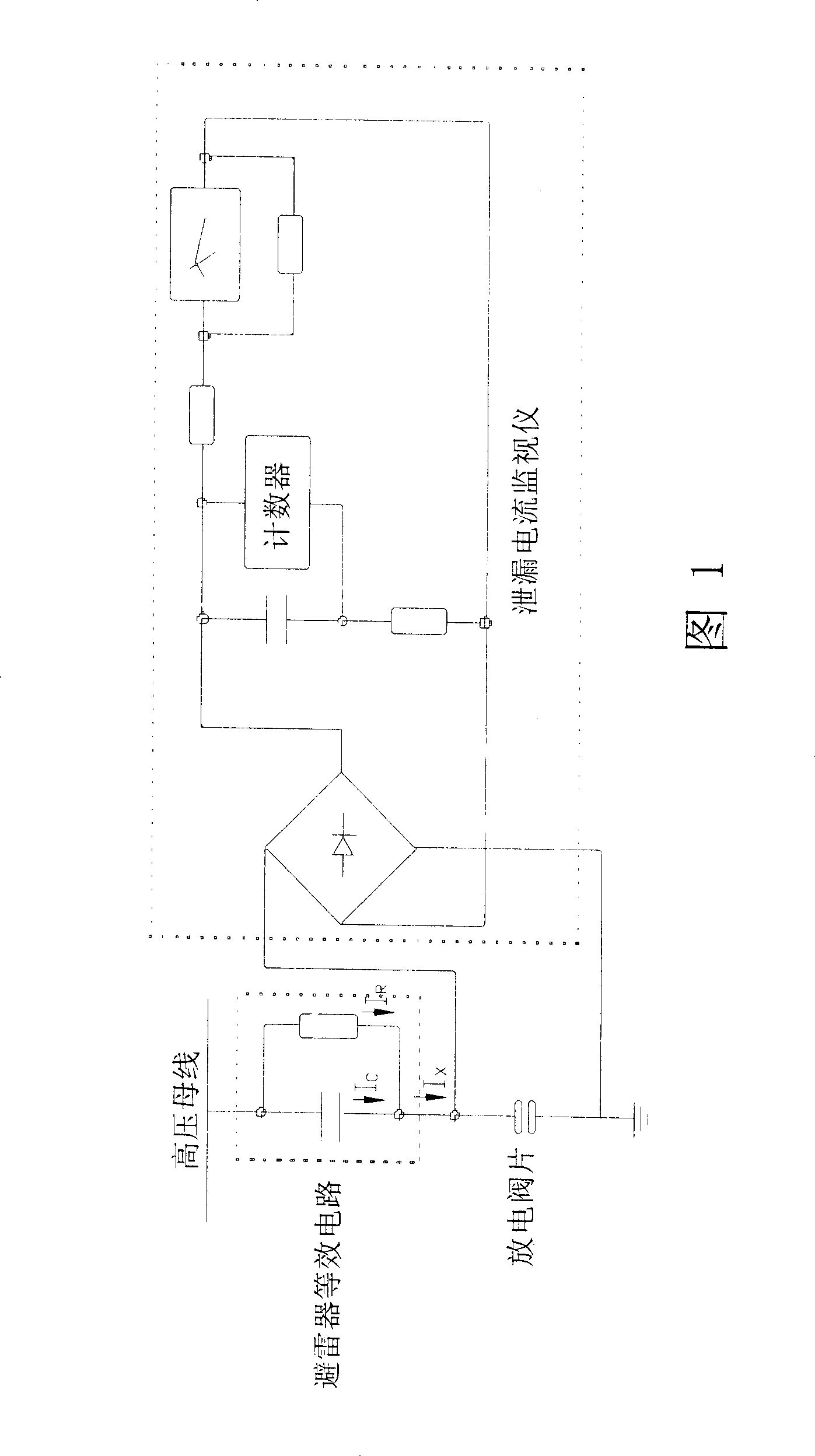 On-line monitoring method for dissipative current value in leakage current of lightning protector