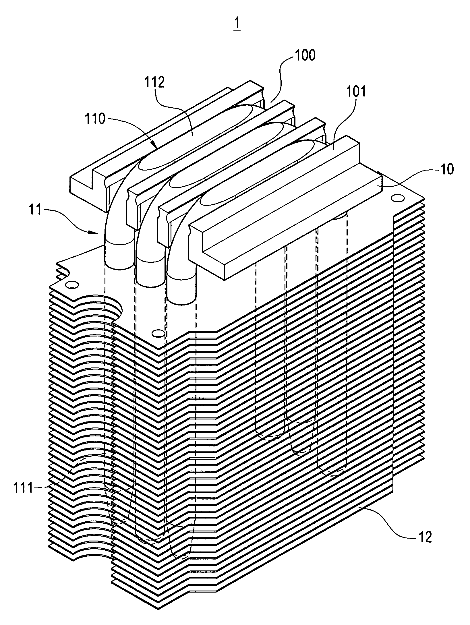 Method of flatting evaporating section of heat pipe embedded in heat dissipation device and heat dissipation device with heat pipe