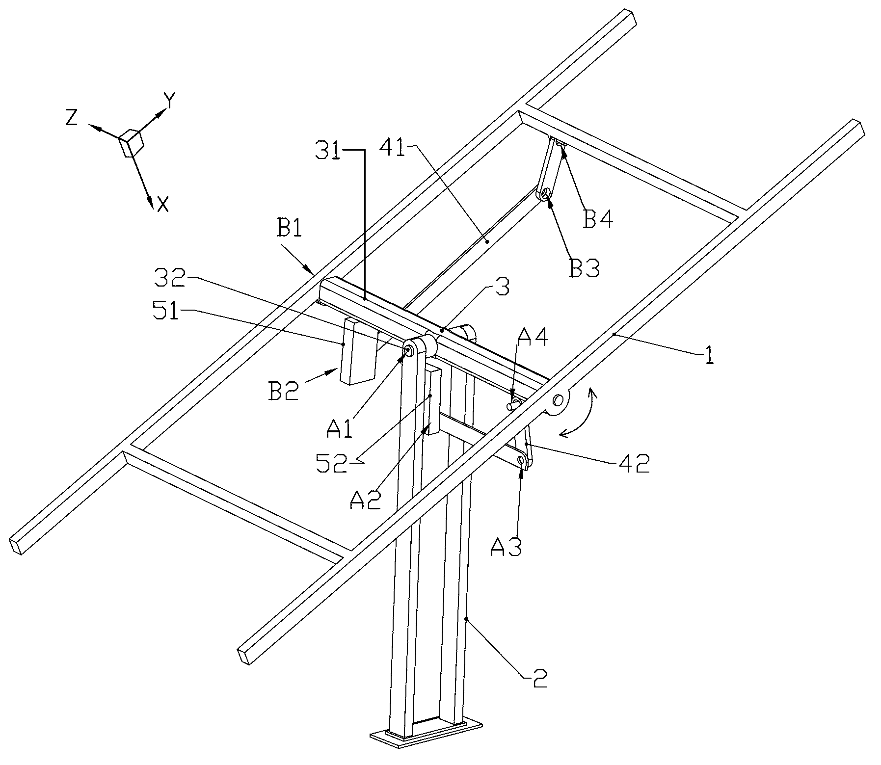 Double-shaft tracking support