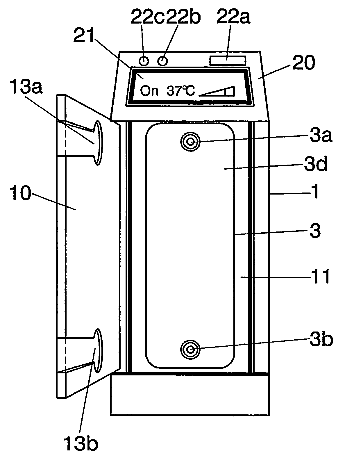 Device for adjusting the temperature of a physiological fluid