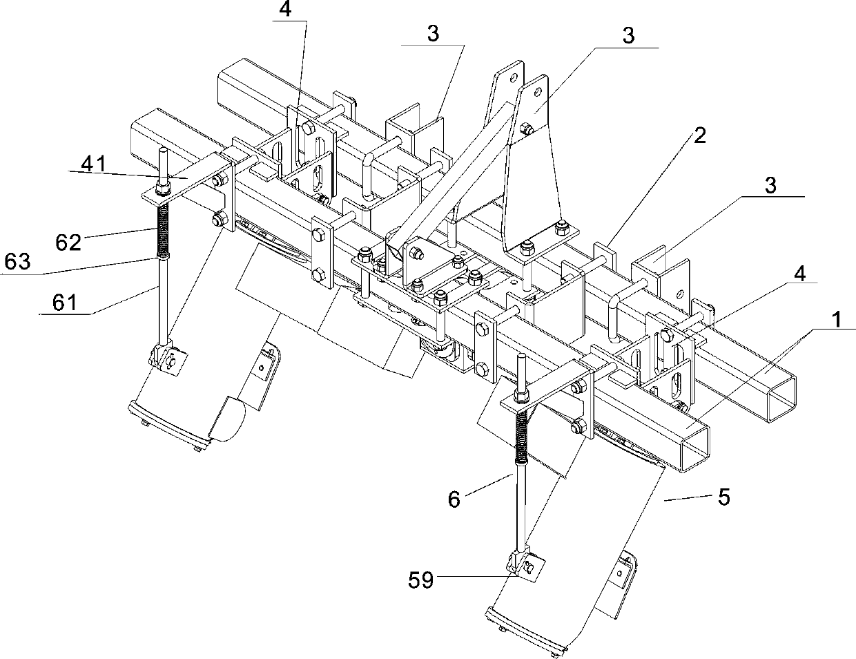 Soil taking and conveying device of agricultural machinery