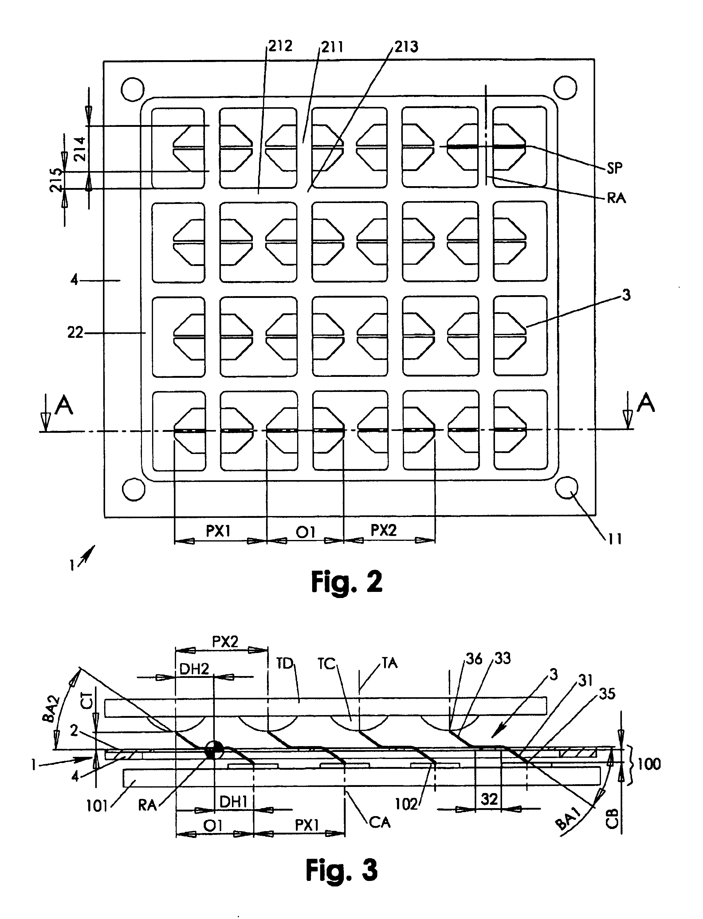 See-saw interconnect assembly with dielectric carrier grid providing spring suspension