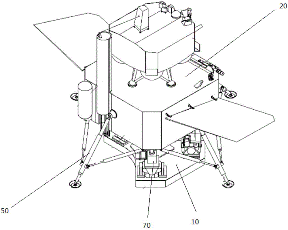 Lunar lander attitude simulation device based on space three-degree-of-freedom just restraining mechanism