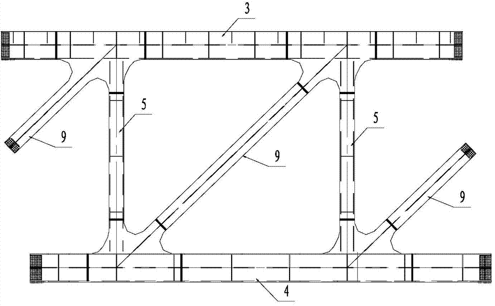 Main girder of segment-assembled highway-railway cable-stayed bridge with inconsistent width of road and railway bridge deck