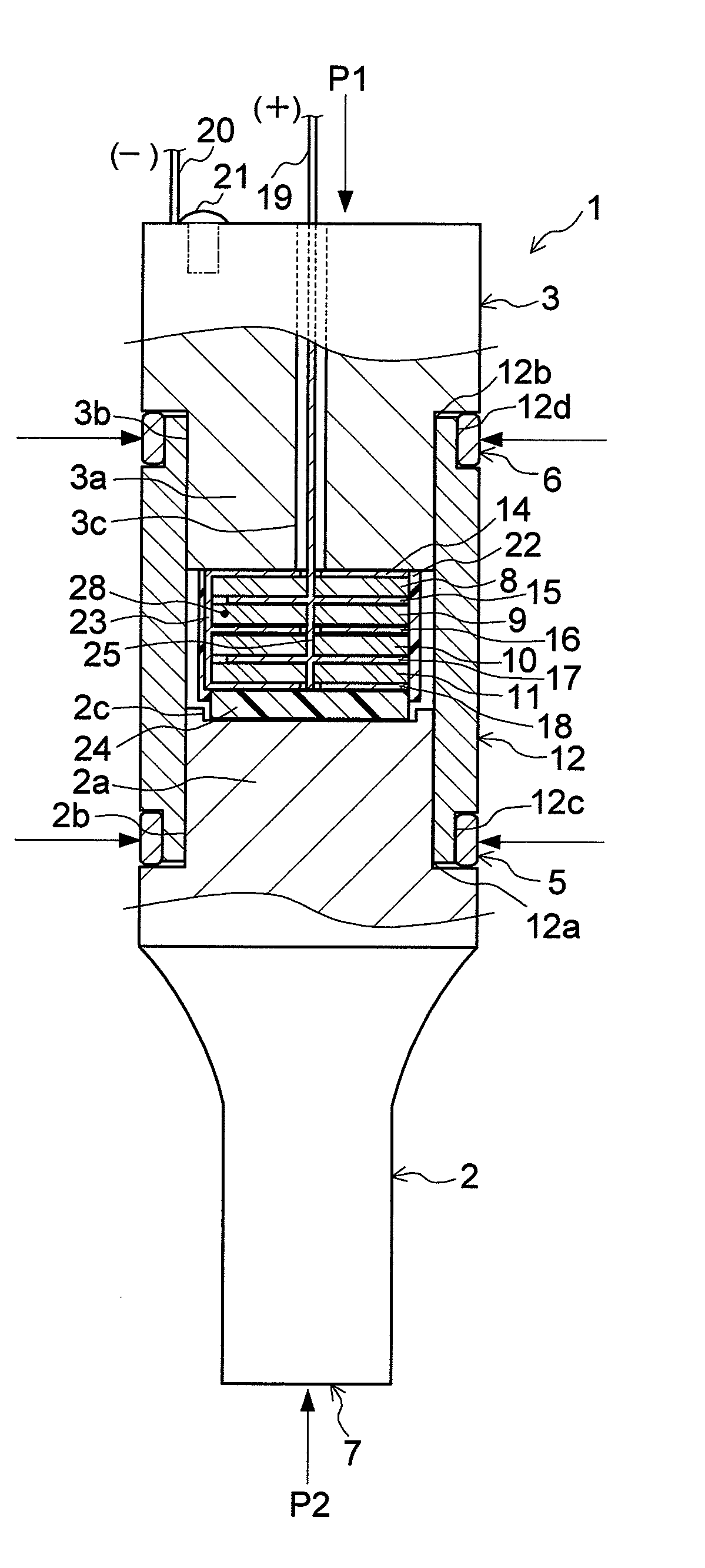 Ultrasonic transducer which is either crimped or welded during assembly