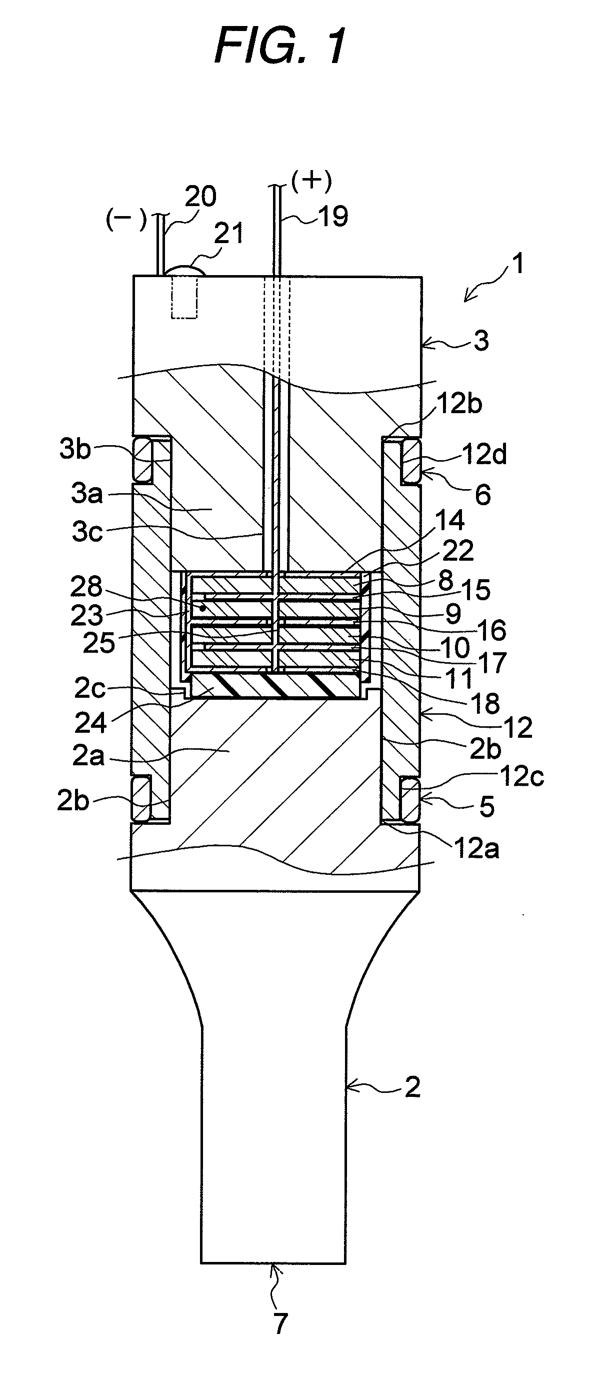 Ultrasonic transducer which is either crimped or welded during assembly