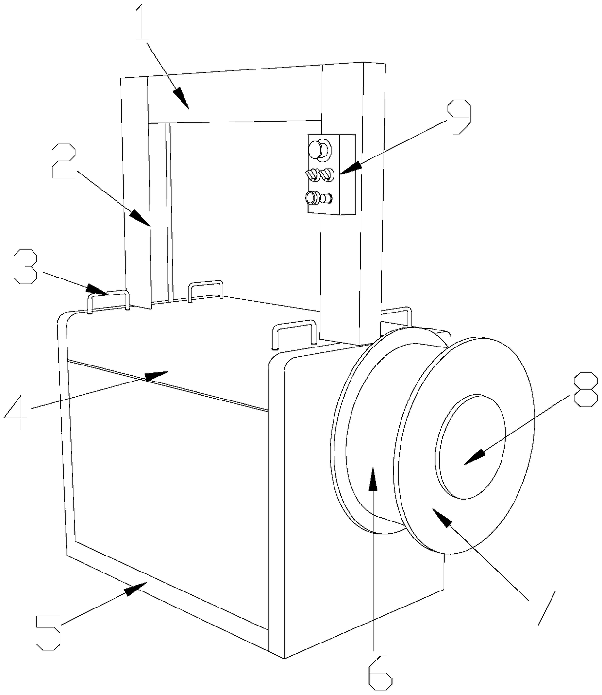 Full-automatic folding and strapping machine for plastic bags