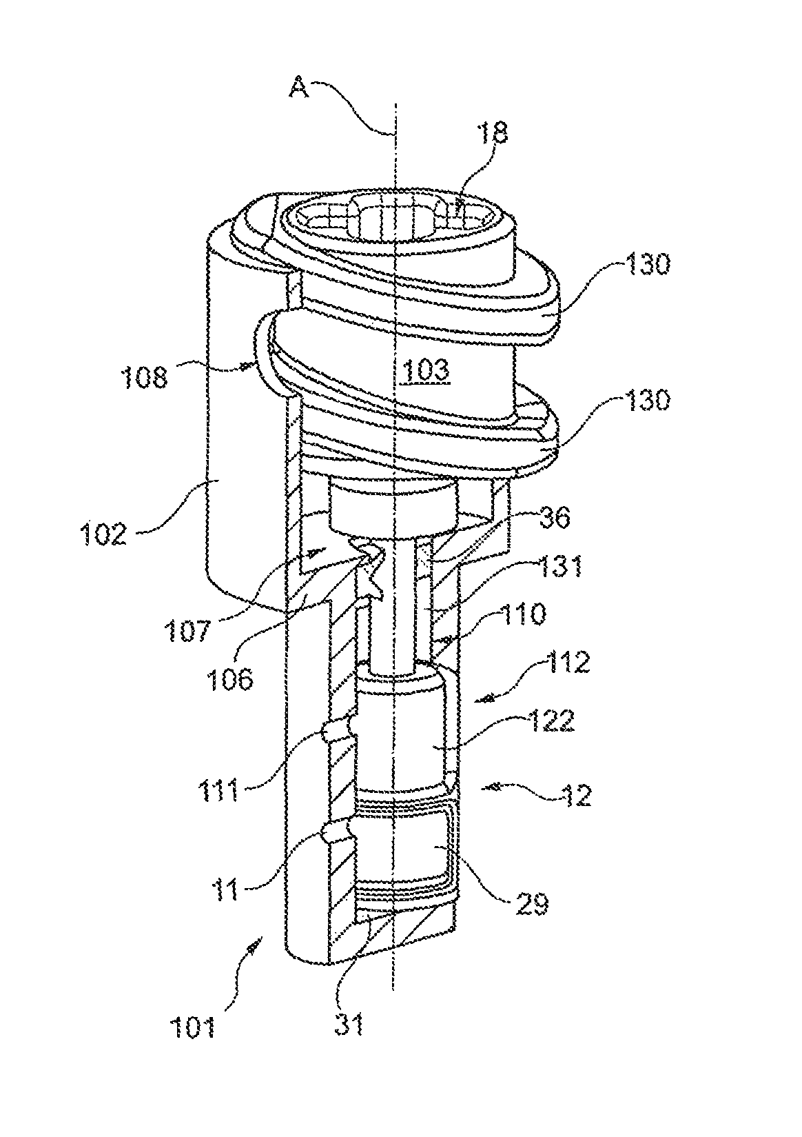 Rotary-oscillating subassembly and rotary-oscillating volumetric pumping device for volumetrically pumping a fluid