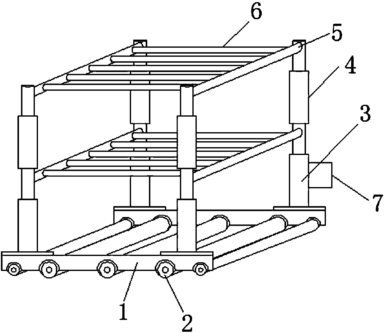 Large-scale residential steel member transportation stacker