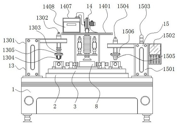 Size detection equipment with rotating structure for lamp mold processing