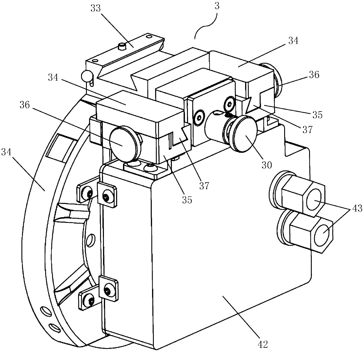 A self-rotating pneumatic slitting knife