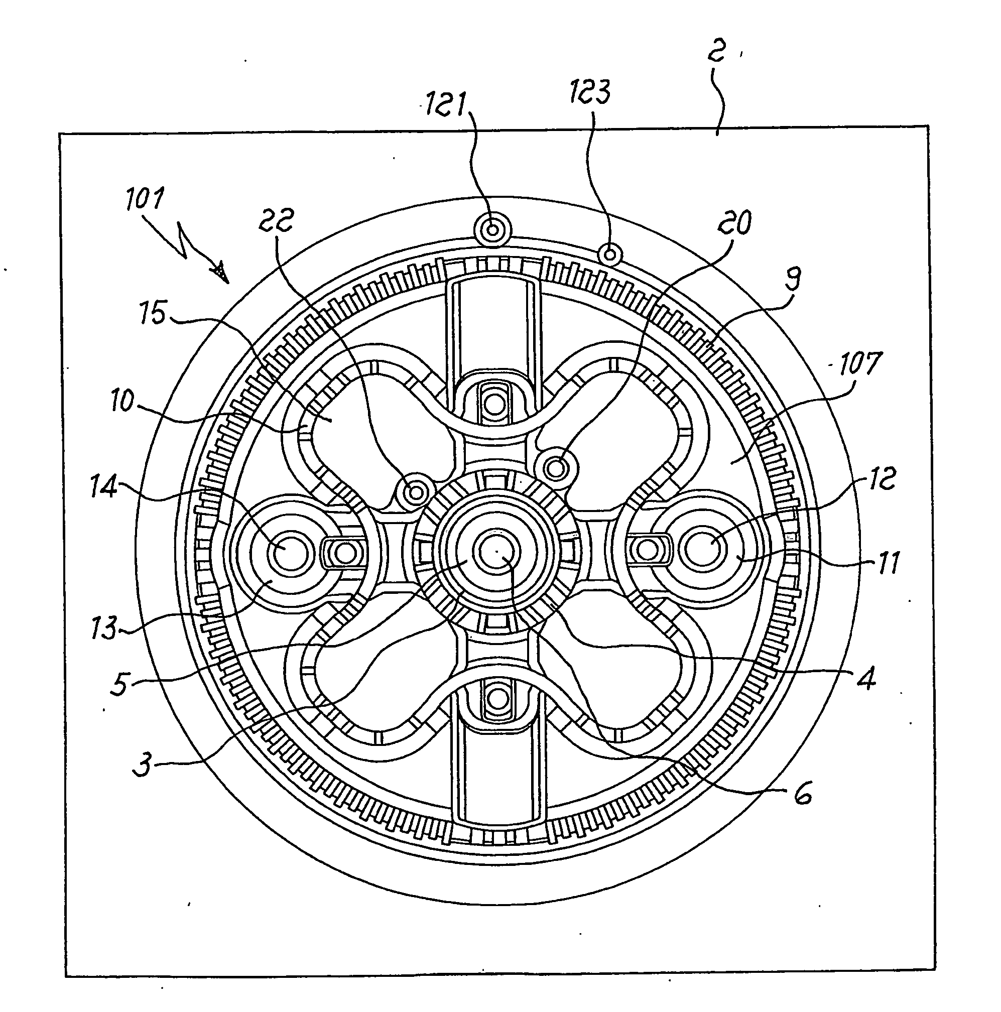 Gas burner with separte feeding of the flame crowns