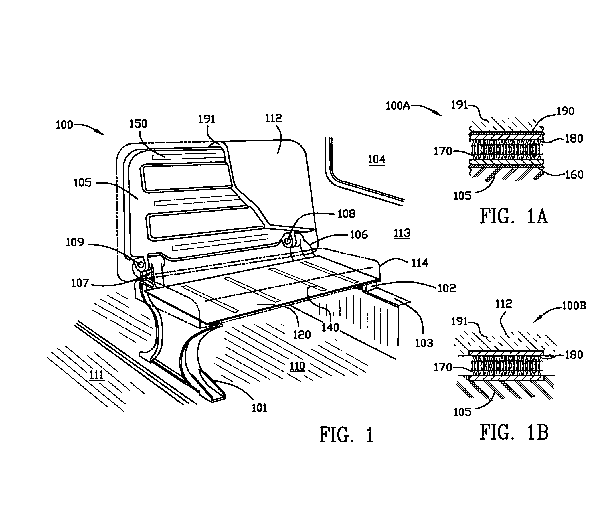 Method for manufacturing school bus seat with energy absorber and using same