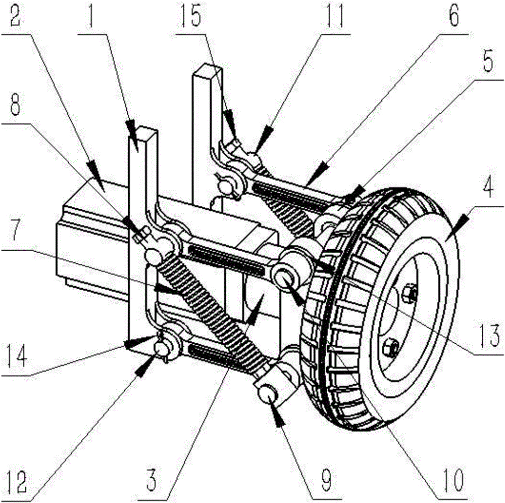 Multi-connecting-rod hang system for wheeled movable robot