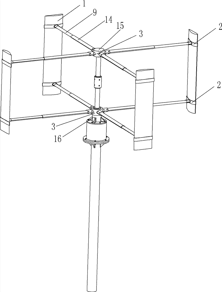 Vertical axis wind turbine and turning radius adjusting mechanism of paddles of vertical axis wind turbine