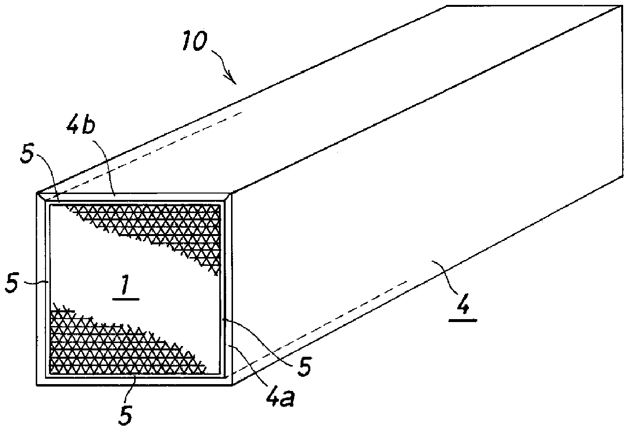 Processing apparatus equipped with catalyst-supporting honeycomb structure, and method for manufacturing same